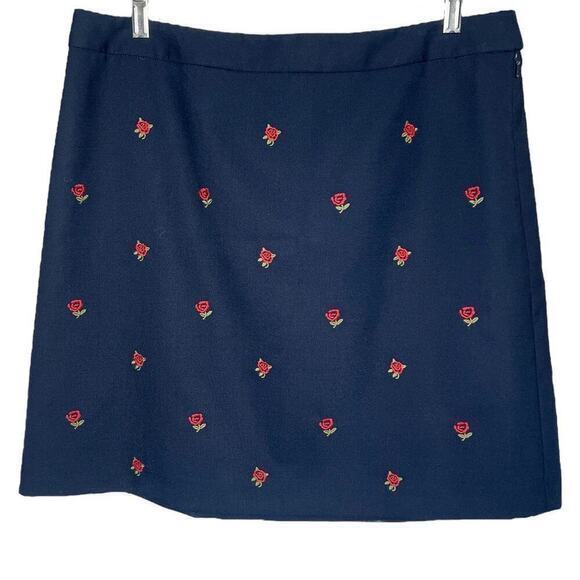 Brooks Brothers Red Fleece Rose Embroidered Hopsack Skirt‎ Size 12 - Picture 1 of 9